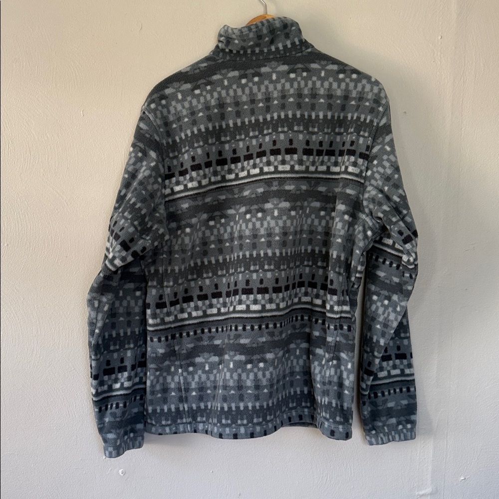 Columbia Black and Gray Patterned Fleece Full Zip UP Jacket Large - Picture 4 of 6